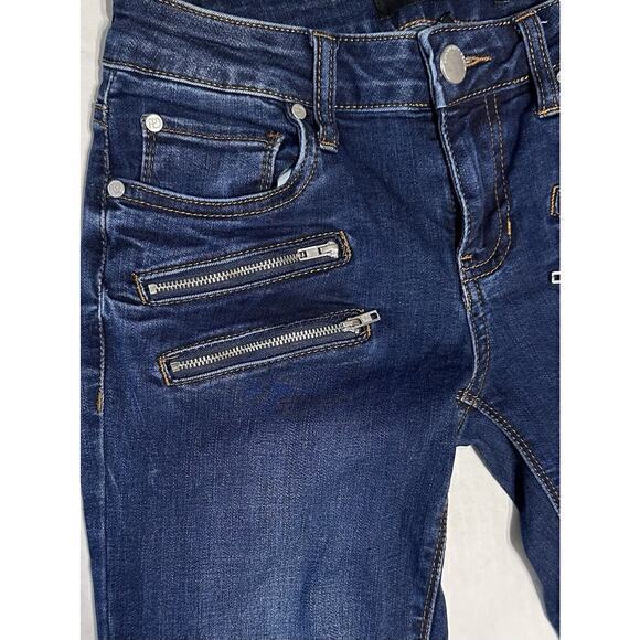 Prosperity Women Blue Denim Skinny Jeans Size 27 Accent Zippers Medium Wash - Picture 3 of 10